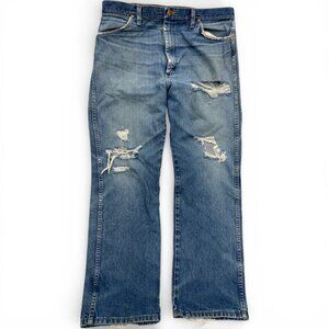 Wrangler 13MWZPW Cowboy Cut Original Fit Distressed Denim Jeans Men's 36x30